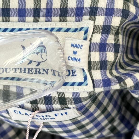 Southern Tide Men's Casual Shirt Button Down Blue Plaid Check - Picture 5 of 7